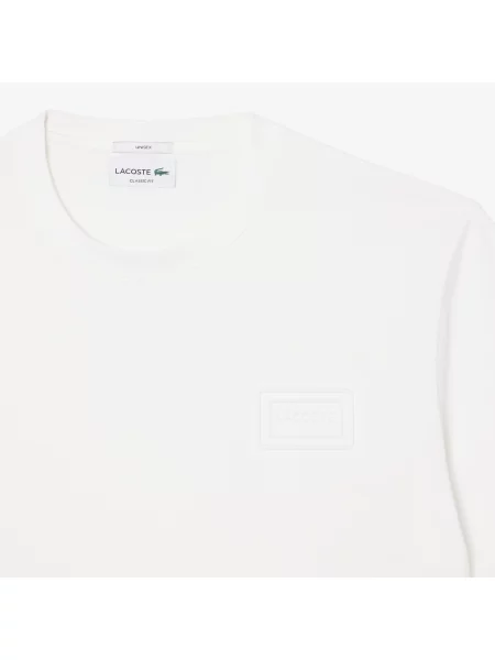 Lacoste T-Shirt Bawelniany Z Tloczonym Logo biały