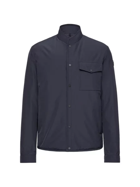 Geacă Moncler cu guler înalt cu buzunare cu clapetă albastru