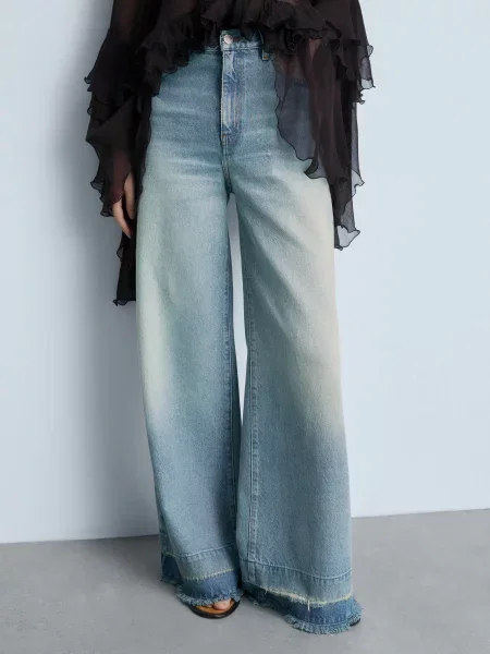 MANGO Широкі джинси блакитний