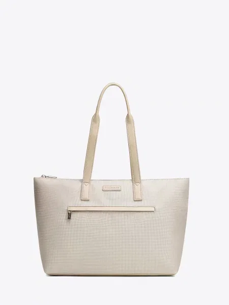 Torebka shopper na ramię kremowa