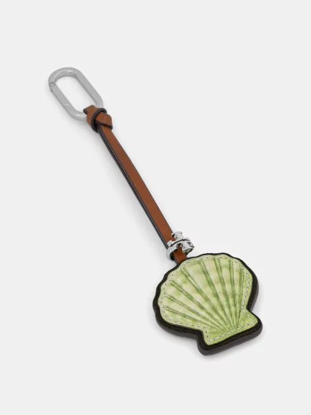 Usnjen obesek za ključe Tory Burch Shell zelena
