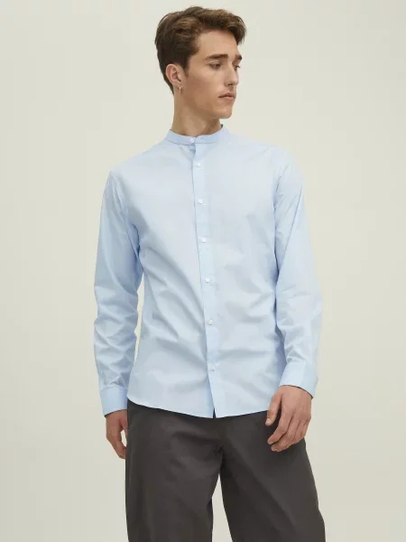 Сорочка JACK & JONES поліестер/бавовна блакитний