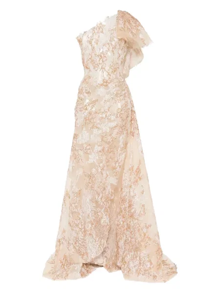 Rochie maxi Saiid Kobeisy cu broderie de costum auriu