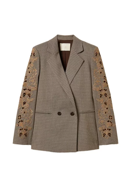 Sacou Twinset cu broderie cu model pepito maro