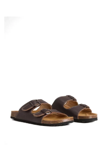 Sandale Woolrich din piele cu bretele maro