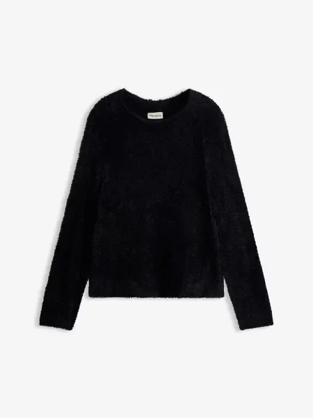 Sweter ażurowy z przędzy piórkowej czarny