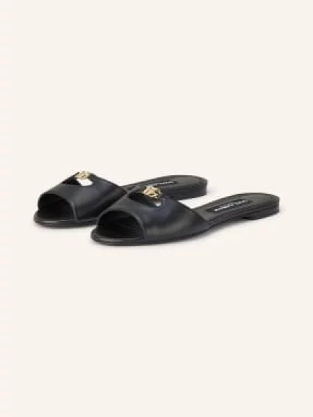 Dolce & Gabbana Klapki Z Wycięciami schwarz czarne