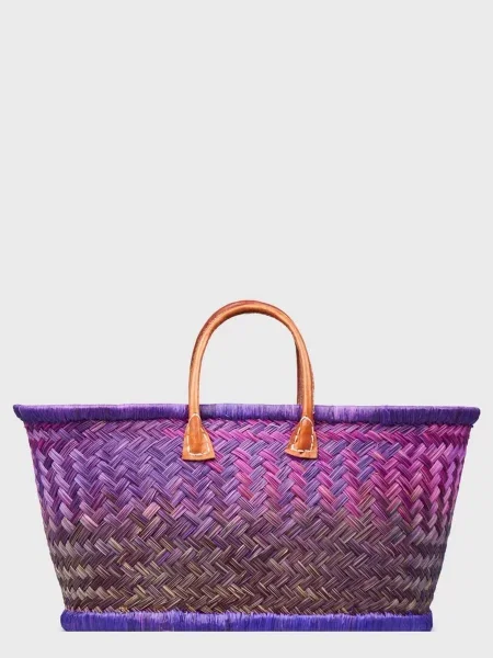 Le Comptoir de la plage Aravola Пляжна сумка Фіолетовий Солома сіра