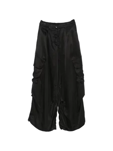 Pantaloni cargo Isabel Benenato din satin negru