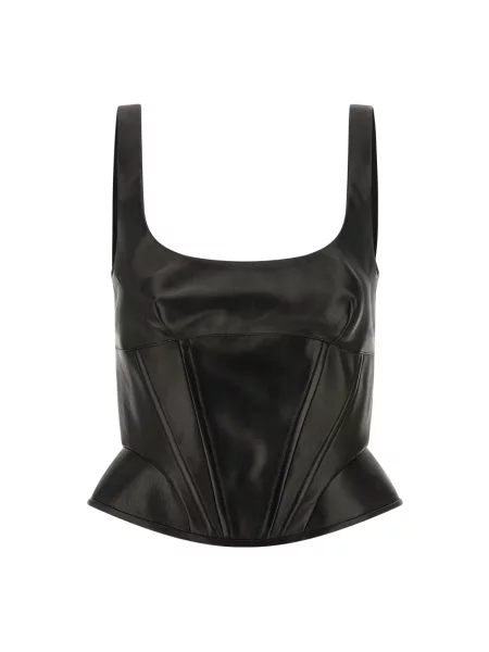 Top Ermanno Scervino skórzany czarny
