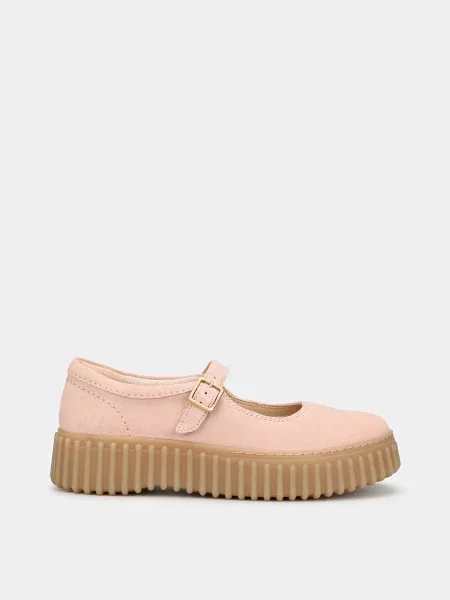 Замшевые ботинки Clarks розовые