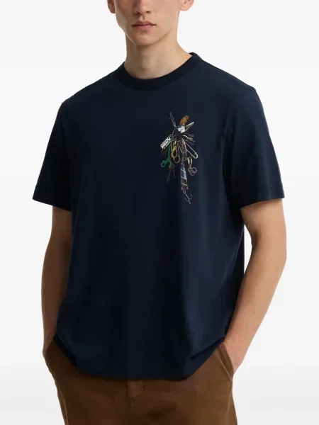 Tricou Barbour cu imagine albastru