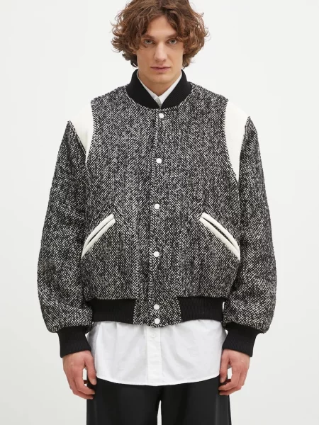 Kenzo bomber dzseki gyapjú keverékből Wool Varsity Jacket téli oversize fekete