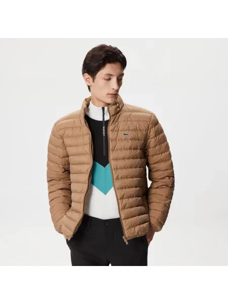 Lacoste Kurtka Ze Stójką Pikowana brązowa