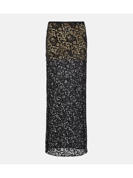 Fusta maxi Rotate Birger Christensen din dantelă negru