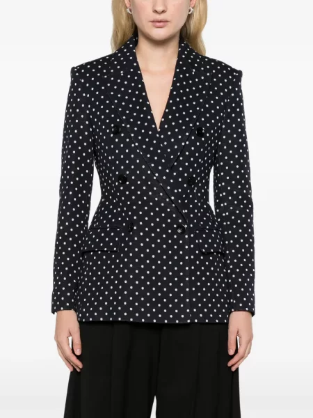 Puntíkaté dvouřadé sako Max Mara jersey modré