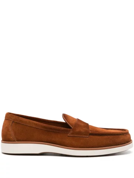 Pantofi loafer Santoni din piele de căprioară maro