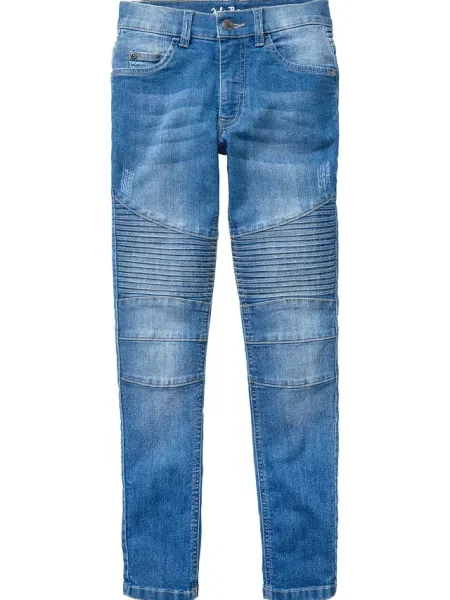 Dżinsy o kroju skinny ze stretchem regulowanym paskiem straight niebieskie