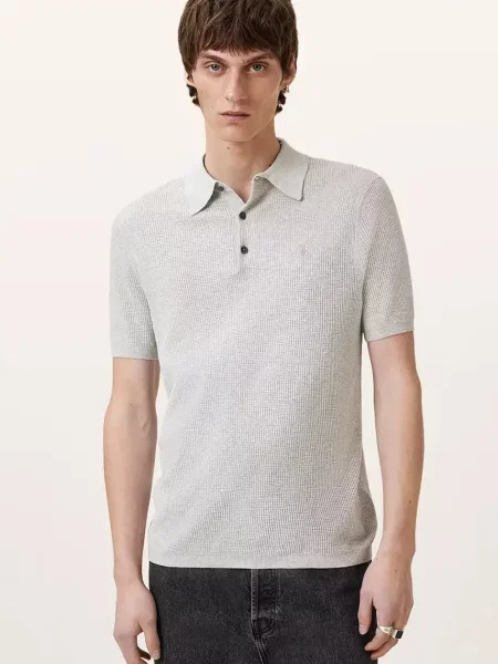 AllSaints polo tričko AUBREY SS šedé