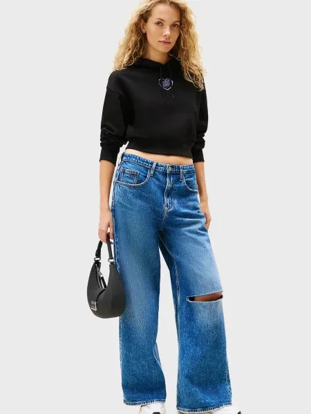 Толстовка Tommy Jeans с сердечками черная