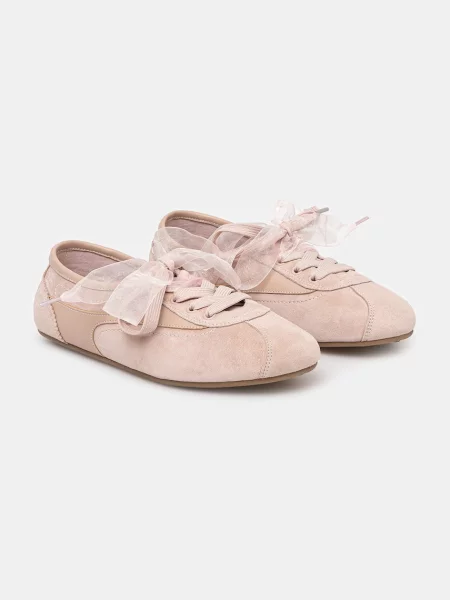 Answear.LAB sneakers din piele întoarsă POWDER NUDE bej
