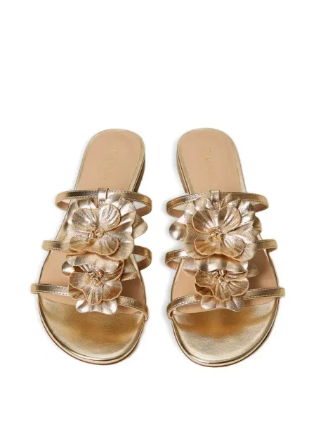 Sandale Twinset cu model floral cu aplicații cu bretele auriu