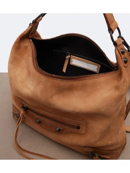 Geantă Balenciaga din piele de căprioară bej