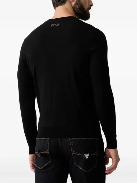 Pulover Guess cu decolteu rotund negru