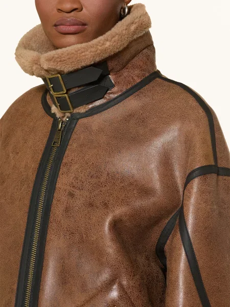 Bombers Original Kožená Bunda hnědá černá