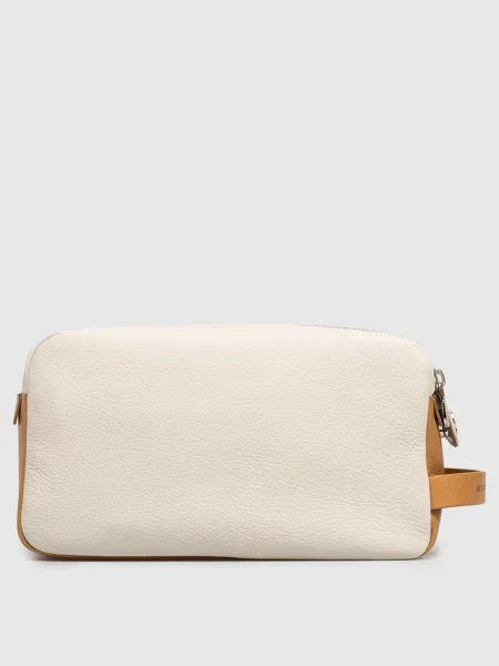 Кожаная косметичка Brunello Cucinelli с принтом бежевая
