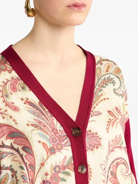 Cardigan Etro cu model paisley roșu