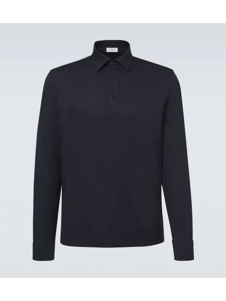Tricou polo Agnona de mătase albastru