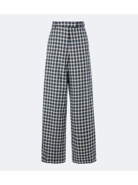 Pantaloni Dries Van Noten în carouri de flanelă verde