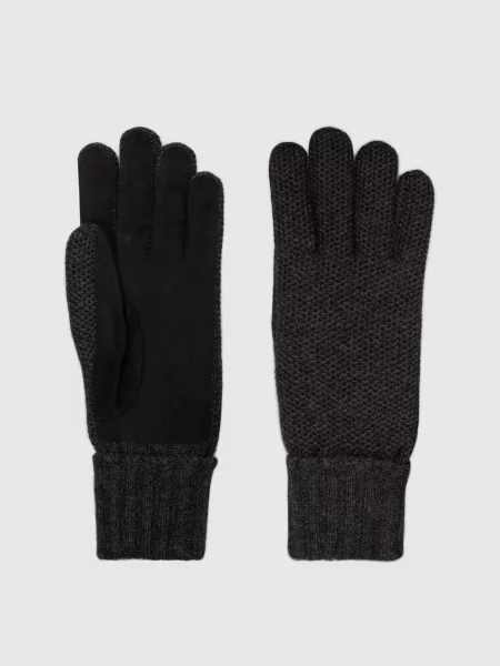 Комбіновані рукавички з кашеміру та замші Moorer сірі