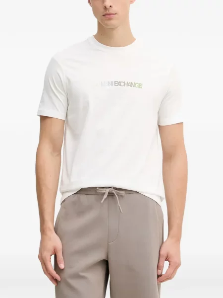 Tricou Armani Exchange cu broderie alb