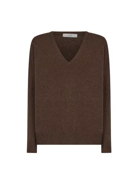 Sweter Co z dekoltem w serek brązowy