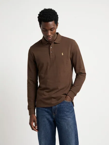 Polokošeľa Polo Ralph Lauren so sieťovinou hnedá