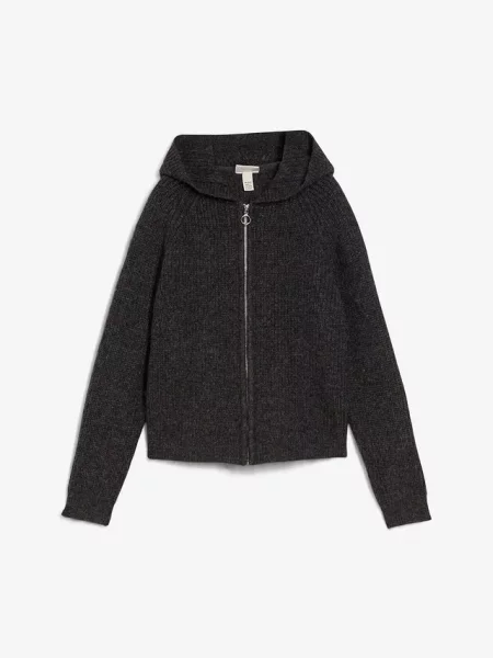 Sweter rozpinany z kapturem szary