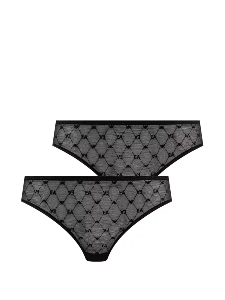 Chiloți tanga Emporio Armani cu imagine plasă negru
