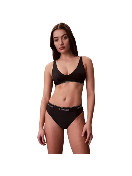 Sutien bralette Calvin Klein Jeans cu gât halter negru