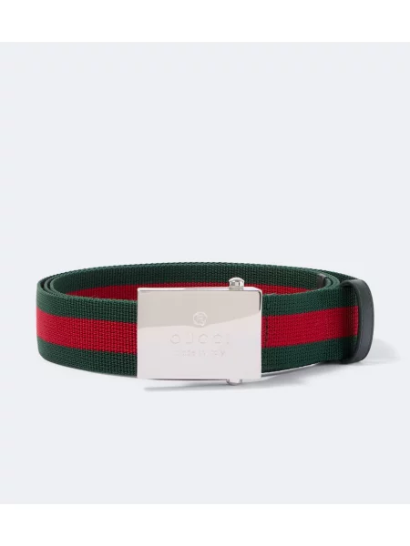 Cu centură curea Gucci cu dungi din canvas verde