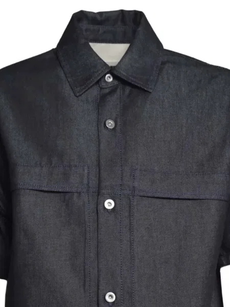Krátká košile Jil Sander s kapsami na rukávech modrá
