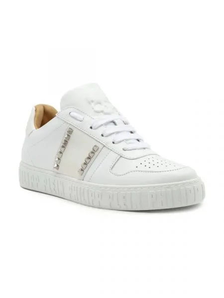 Philipp Plein De piele sneakers alb