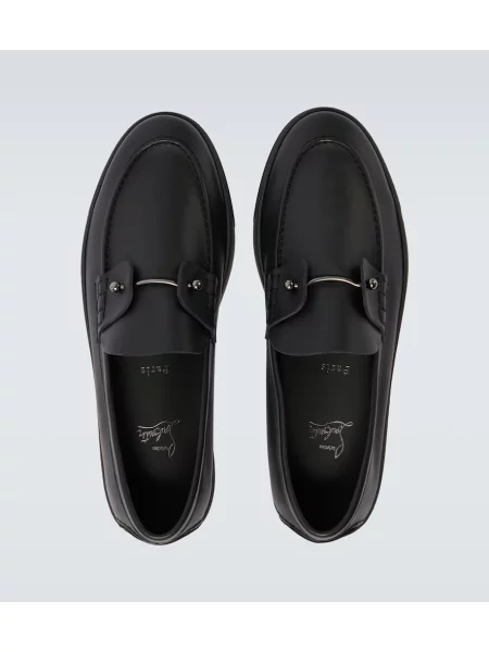 Kožené slip on loafersy Christian Louboutin čierna