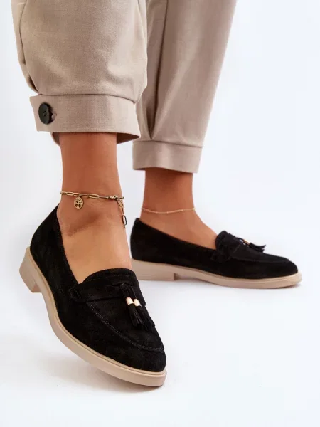 Мокасини Zazoo с плосък ток черно