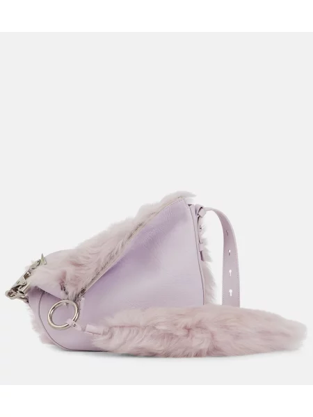 Geanta de piele Burberry din piele violet