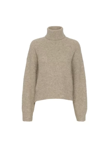 Krótki sweter Gestuz wełniany beżowy