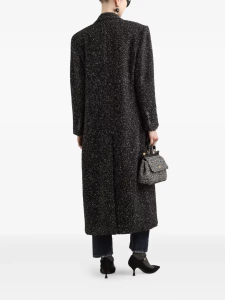 Palton Dolce & Gabbana cu model herringbone negru