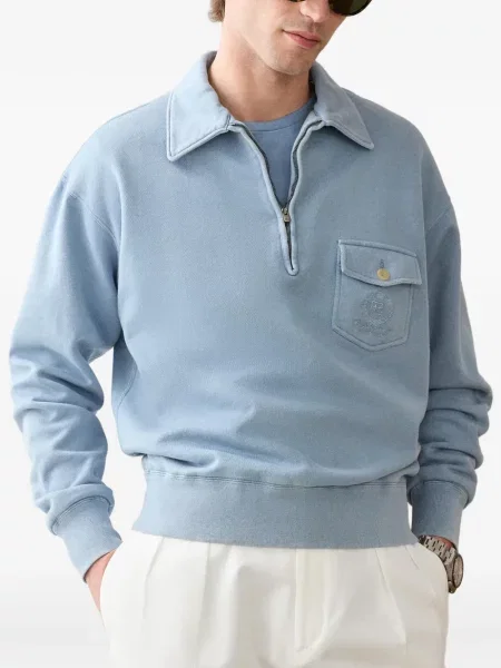 Суичър с цип Ralph Lauren Purple Label бродиран синьо