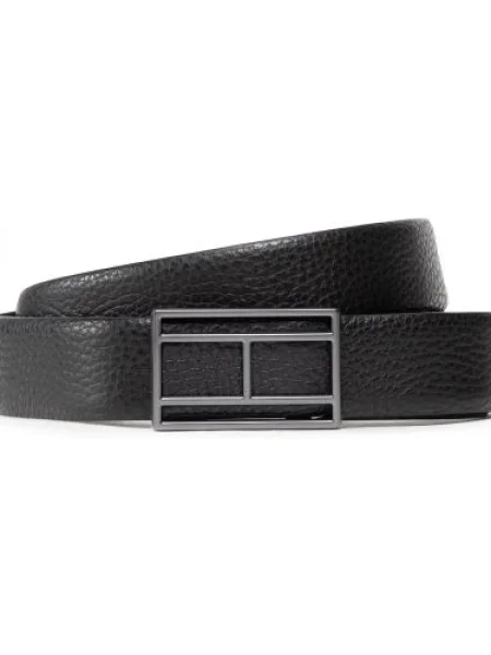 Bőr öv Tommy Hilfiger autogrammal barna